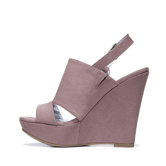 Mauve Towering Platform Wedge Slingback Sandal - Picture 6 of 6